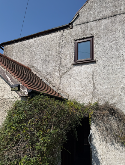External wall and surrounding ground inspected during a structural survey