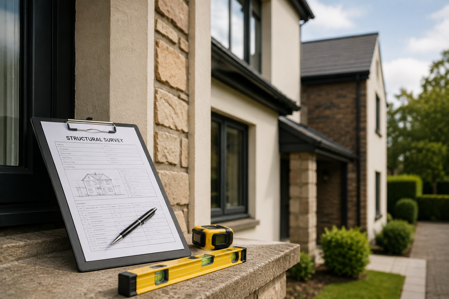 Cracking inspected during a residential structural survey